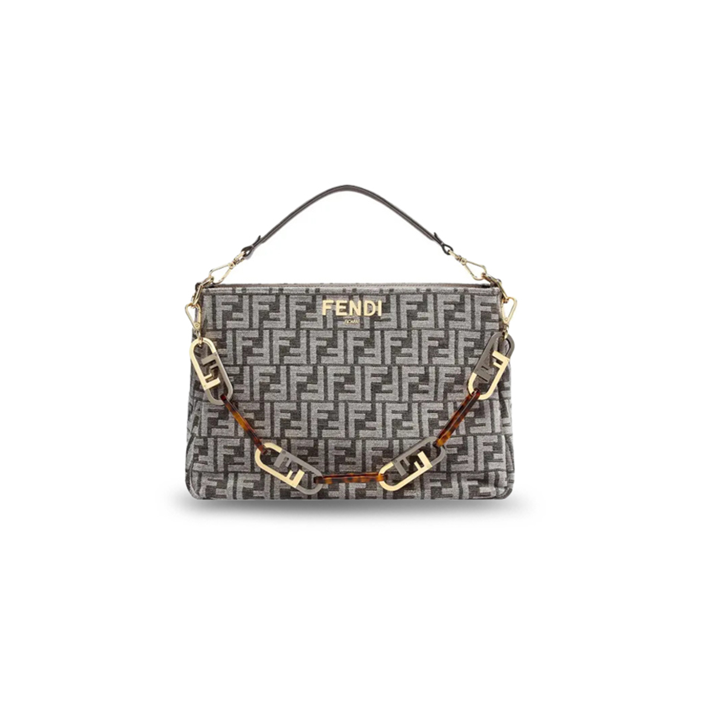 FENDI O'LOCK FABRIC WITH COW LEATHER ONE SHOULDER HANDBAGS 8BR805ALFVF1IQQ (35*23*14cm)